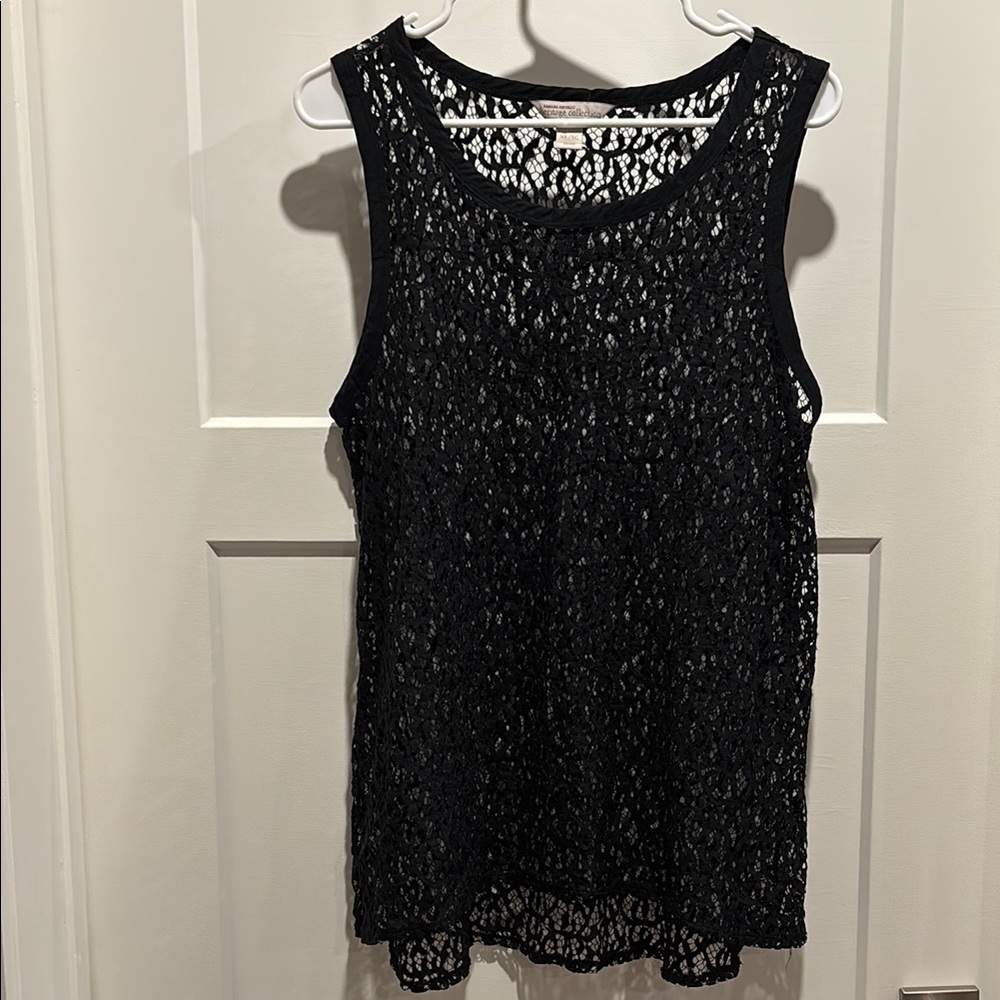 BANANA REPUBLIC Black Lace Tank Top Ladies SIZE XL